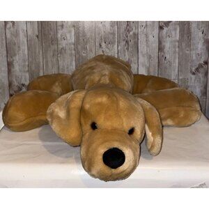 Commonwealth 2001 Soft Brown Plush Lab Dog Laying Down Stuffed Animal Toy 24"